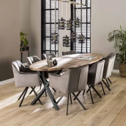 Esszimmerstuhl Armlehnstuhl Raster Drehbar Samt Anthrazit-Vintagehaus