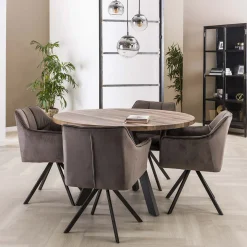 Esszimmerstuhl Armlehnstuhl Raster Drehbar Samt Anthrazit-Vintagehaus