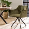 Esszimmerstuhl Armlehnstuhl Raster Drehbar Samt Grün-Vintagehaus Discount