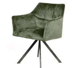 Esszimmerstuhl Armlehnstuhl Raster Drehbar Samt Grün-Vintagehaus Discount