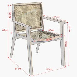 Esszimmerstuhl Armlehnstuhl Nova Teak Rattan Wiener Geflecht-Raw Materials Clearance