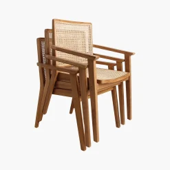Esszimmerstuhl Armlehnstuhl Nova Teak Rattan Wiener Geflecht-Raw Materials Clearance