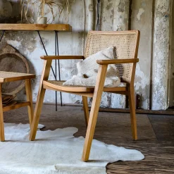 Esszimmerstuhl Armlehnstuhl Nova Teak Rattan Wiener Geflecht-Raw Materials Clearance