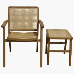 Esszimmerstuhl Armlehnstuhl Nova Teak Rattan Wiener Geflecht-Raw Materials Clearance