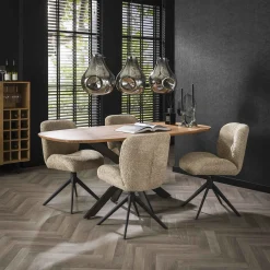 Esszimmerstuhl Drehstuhl Polsterstuhl Comfort Boucle Sand-Vintagehaus Best