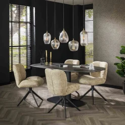 Esszimmerstuhl Drehstuhl Polsterstuhl Comfort Boucle Sand-Vintagehaus Best