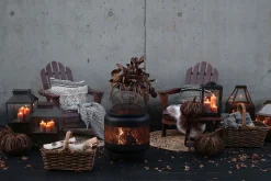 Feuerstelle Outdoorofen Feuerofen Kaminofen Metall Lochstahl-Chic Antique