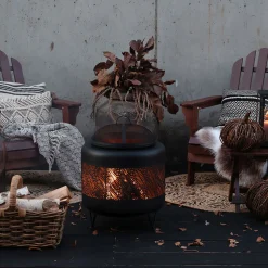 Feuerstelle Outdoorofen Feuerofen Kaminofen Metall Lochstahl-Chic Antique