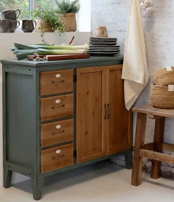 Französische Kommode Florence Vintage Opalfarben Holzfront-Chic Antique Hot