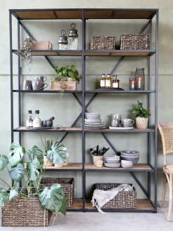 Französisches Doppelregal David Vintage Metall 6 Holzböden-Chic Antique Best