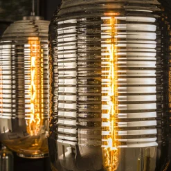 Hängelampe 3 Tubes Glas Chrom Industrial inkl. Leuchtmittel-Vintagehaus Lampen Clearance