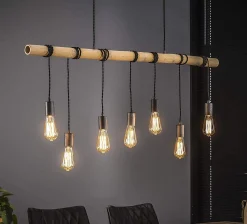 Hängelampe Bambusstab gewickelt 7er-Vintagehaus Lampen Outlet