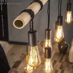 Hängelampe Bambusstab gewickelt 7er-Vintagehaus Lampen Outlet