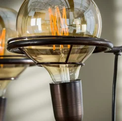 Hängelampe Industrial Saturn Wood Kugel inkl. Glühbirnen ∅ 20 cm-Vintagehaus Lampen Sale