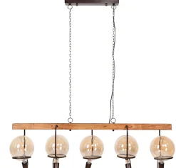 Hängelampe Industrial Saturn Wood Kugel inkl. Glühbirnen ∅ 20 cm-Vintagehaus Lampen Sale