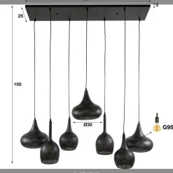 Hängelampe Industrial Zip 7 Schirme Metall Lochmuster-Vintagehaus Lampen Outlet