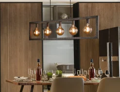 Hängelampe Metallrahmen 5er Industrial-Vintagehaus Lampen Discount