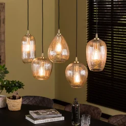 Hängelampe Retro Diamant 5 Schirme Bernsteinfarben-Vintagehaus Lampen Discount