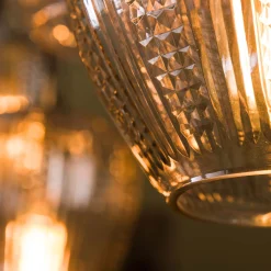 Hängelampe Retro Diamant 5 Schirme Bernsteinfarben-Vintagehaus Lampen Discount