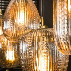 Hängelampe Retro Diamant 5 Schirme Bernsteinfarben-Vintagehaus Lampen Discount