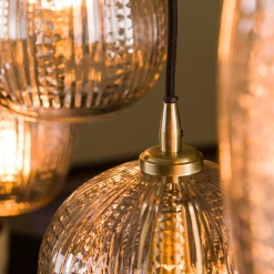 Hängelampe Retro Diamant 5 Schirme Bernsteinfarben-Vintagehaus Lampen Sale