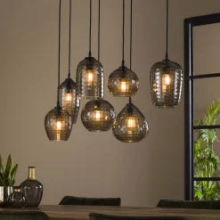 Hängelampe Retro Hexagon 7 Glasschirme Cozy Smoke-Vintagehaus Lampen New