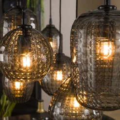 Hängelampe Retro Hexagon 7 Glasschirme Cozy Smoke-Vintagehaus Lampen New