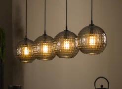 Hängelampe Retro Hexagon Rund 4 Glasschirme Cozy Smoke-Vintagehaus Lampen Sale