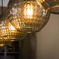 Hängelampe Retro Hexagon Rund 4 Glasschirme Cozy Smoke-Vintagehaus Lampen Sale