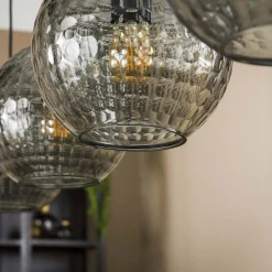 Hängelampe Retro Hexagon Rund 4 Glasschirme Cozy Smoke-Vintagehaus Lampen Sale