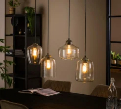 Hängelampe Retro Mixed 4er Klarglas-Vintagehaus Lampen Clearance