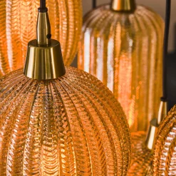 Hängelampe Retro Pearls 7 unterschiedliche Glasschirme Warm Amber-Vintagehaus Lampen Online