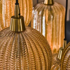 Hängelampe Retro Pearls 7 unterschiedliche Glasschirme Warm Amber-Vintagehaus Lampen Online