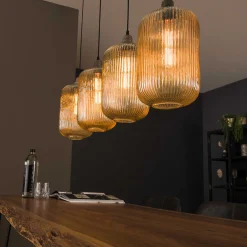 Hängelampe Retro Stripes 4 Glasschirme Bernstein-Vintagehaus Lampen Online
