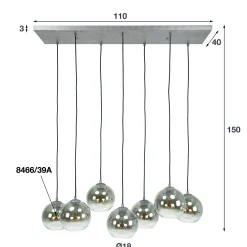 Hängelampe Shaded Bubble 7er Rauchglas-Vintagehaus Lampen Clearance