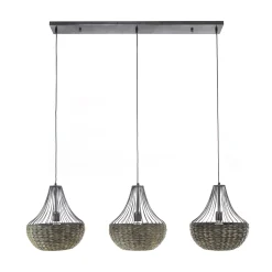 Hängelampe Vintage 3er Kegel Geflochten-Vintagehaus Lampen Outlet