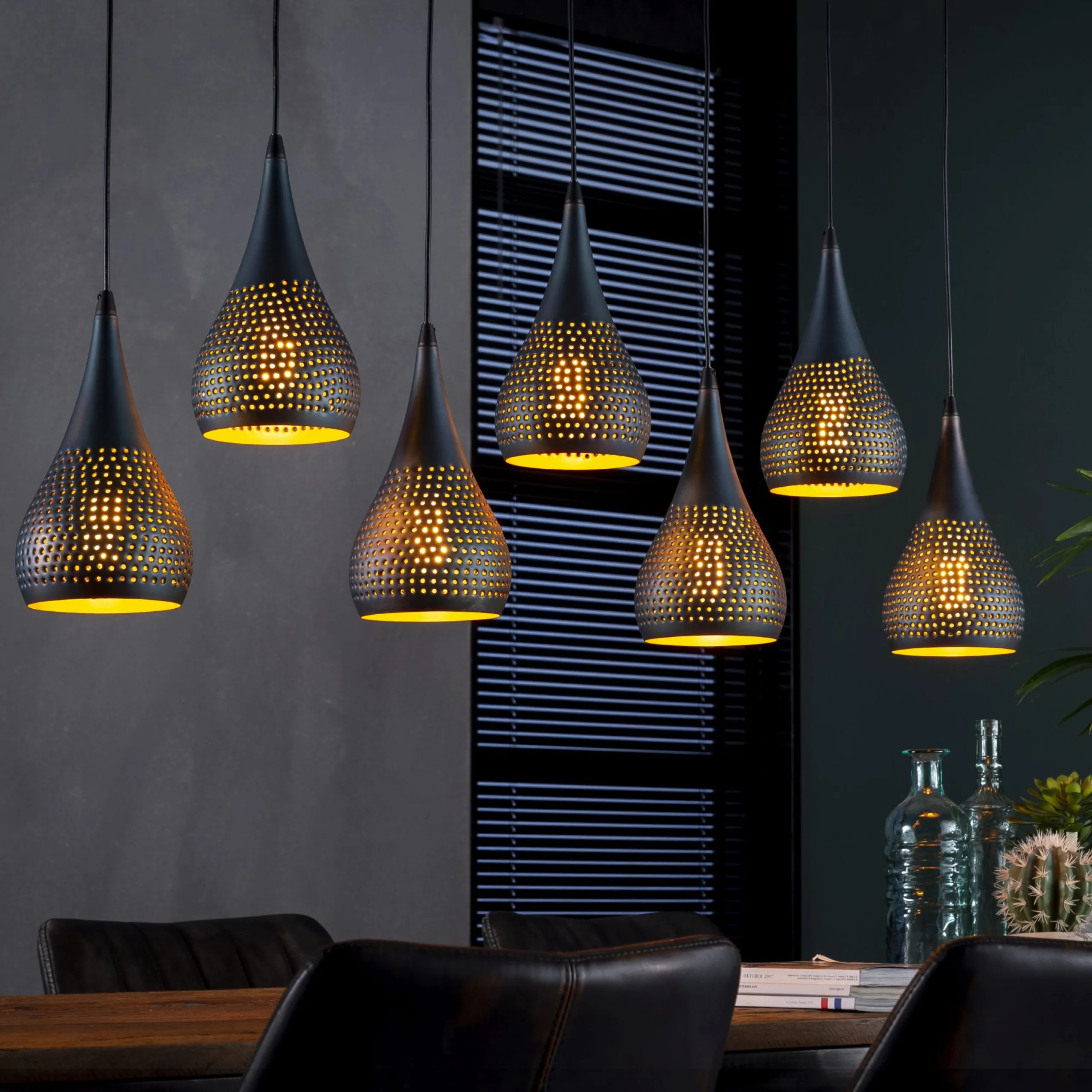 Hängelampe Vintage Tropfen Industrial Dots 7 Schirme Ø 15cm-Vintagehaus Lampen Clearance