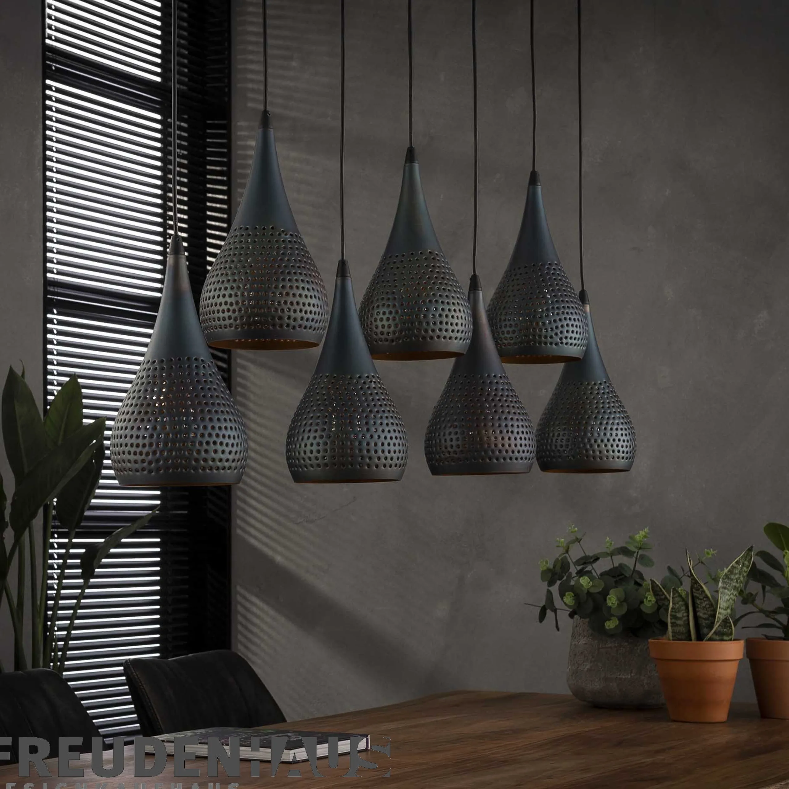 Hängelampe Vintage Tropfen Industrial Dots 7 Schirme Ø 15cm-Vintagehaus Lampen Clearance