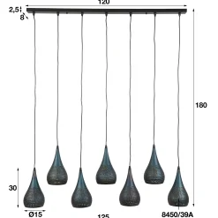 Hängelampe Vintage Tropfen Industrial Dots 7 Schirme Ø 15cm-Vintagehaus Lampen Clearance