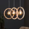 Hängelampe Wooden Circle 3er aus Mangoholz-Vintagehaus Lampen Outlet