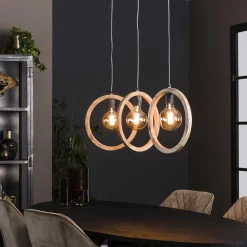 Hängelampe Wooden Circle 3er aus Mangoholz-Vintagehaus Lampen Outlet