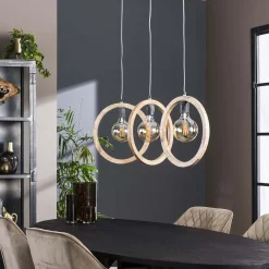 Hängelampe Wooden Circle 3er aus Mangoholz-Vintagehaus Lampen Outlet