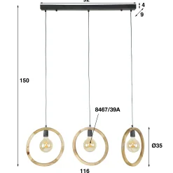 Hängelampe Wooden Circle 3er aus Mangoholz-Vintagehaus Lampen Outlet