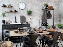 Industrial Esstisch Easy Slim Metall Holz 200/80-Chic Antique