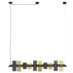 Industrial Hängelampe 10 Zylinder Rauchglas Bernsteinglas Metallrahmen-Vintagehaus Lampen Hot