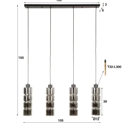 Industrial Hängelampe Pendelleuchte Column Verchromtes Glas-Vintagehaus Lampen Online