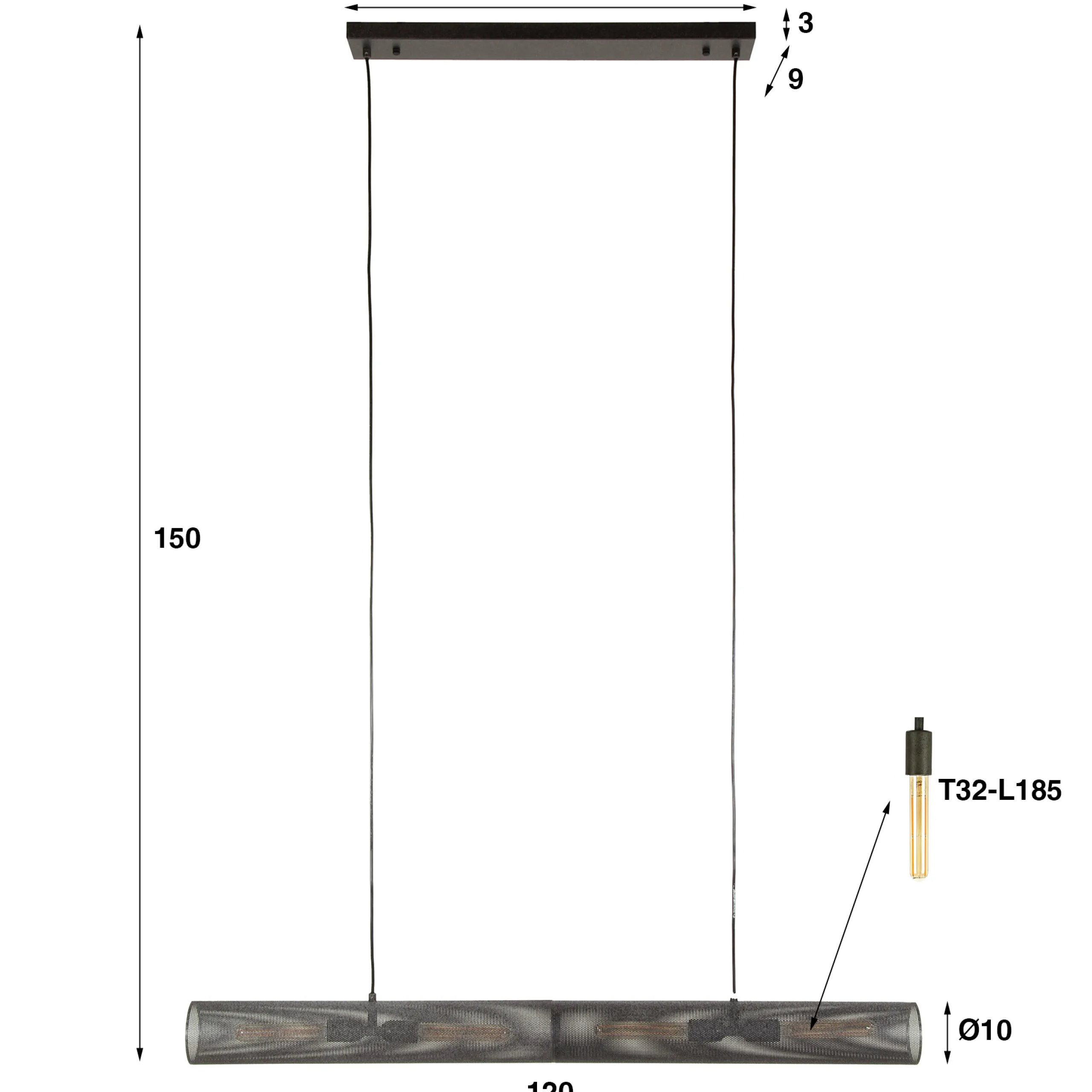 Industrial Hängelampe Tube Lochstahl 120 cm-Vintagehaus Lampen Clearance