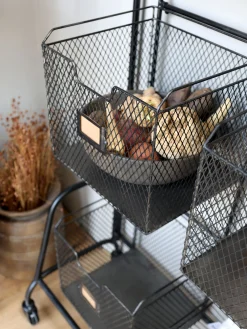 Industrial Küchenregal Standregal Lucas 6 Körbe und Räder-Chic Antique New