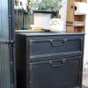 Industrial kleine Kommode Nachttisch Factory Metall 2 Schubladen-Chic Antique Sale