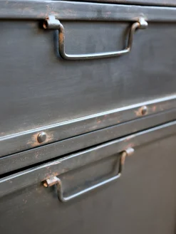 Industrial kleine Kommode Nachttisch Factory Metall 2 Schubladen-Chic Antique Sale